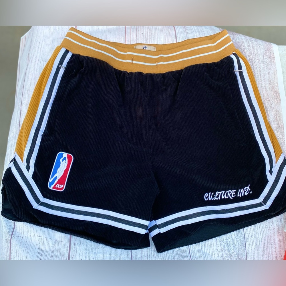NBA - Corduroy Black and Gold Athletic Shorts- Culture Industries - Medium